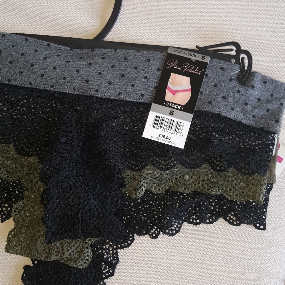 3 pack panties cotton waistband . Size small